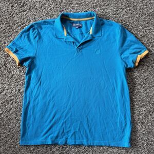Vilebrequin Polo Shirt Mens 2XL Blue Regular Fit Pique Cotton Turtle Logo Preppy